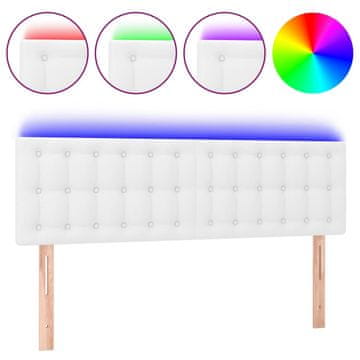 Vidaxl LED posteljno vzglavje belo 144x5x78/88 cm umetno usnje