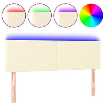 Vidaxl LED posteljno vzglavje krem 144x5x78/88 cm umetno usnje