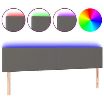 Vidaxl LED posteljno vzglavje sivo 200x5x78/88 cm umetno usnje