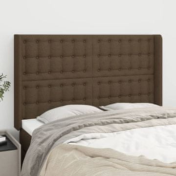 Vidaxl vidaXL Vzglavje s krilci temno rjavo 147x16x118/128 cm blago