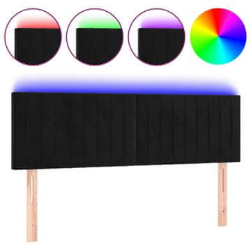Vidaxl LED posteljno vzglavje črno 144x5x78/88 cm blago