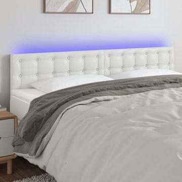 Vidaxl vidaXL Vzglavje postelje z LED diodo belo 160x5x78/88 cm umetno usnje