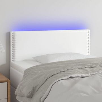 Vidaxl vidaXL Vzglavje postelje z LED diodo belo 100x5x78/88 cm umetno usnje