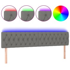Vidaxl LED posteljno vzglavje temno sivo 180x7x78/88 cm blago