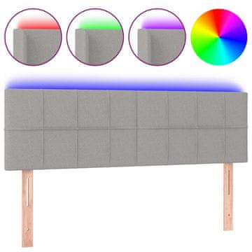 Vidaxl LED posteljno vzglavje svetlo sivo 144x5x78/88 cm blago
