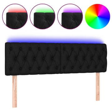 Vidaxl LED posteljno vzglavje črno 144x7x78/88 cm žamet