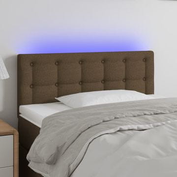 Vidaxl vidaXL Vzglavje postelje z LED diodo temno rjavo 100x5x78/88 cm blago