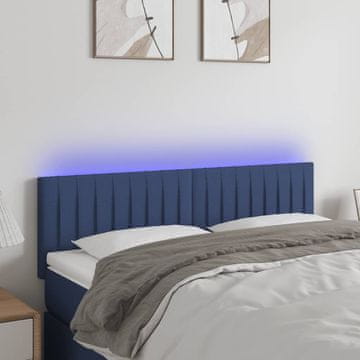 Vidaxl vidaXL Vzglavje postelje z LED modro 144x5x78/88 cm blago