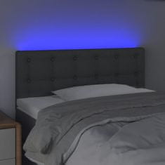 Vidaxl LED posteljno vzglavje temno sivo 90x5x78/88 cm blago
