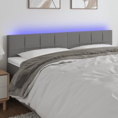 Vidaxl LED posteljno vzglavje temno sivo 200x5x78/88 cm blago