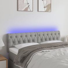 Vidaxl LED posteljno vzglavje svetlo sivo 160x7x78/88 cm blago