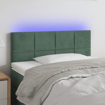Vidaxl vidaXL Vzglavje postelje z LED diodo temno zeleno 80x5x78/88 cm žametno