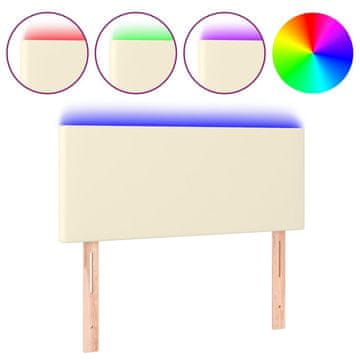 Vidaxl LED posteljno vzglavje krem 80x5x78/88 cm umetno usnje