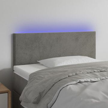 Vidaxl vidaXL Vzglavje postelje z LED svetlo sivo 90x5x78/88 cm žamet