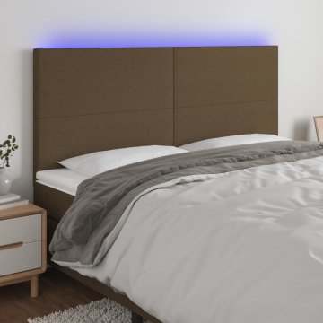 Vidaxl vidaXL Vzglavje postelje z LED diodo temno rjavo 180x5x118/128 cm blago