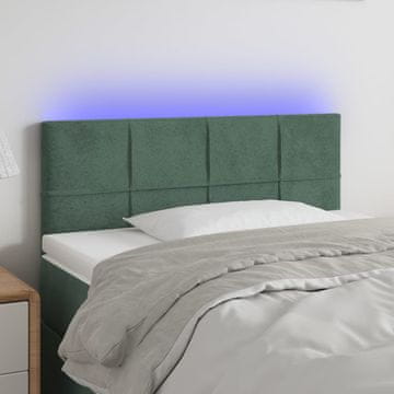 Vidaxl vidaXL Vzglavje postelje z LED diodo temno zeleno 100x5x78/88 cm žametno