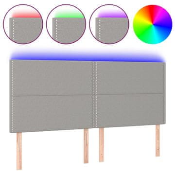 Vidaxl LED posteljno vzglavje svetlo sivo 180x5x118/128 cm blago