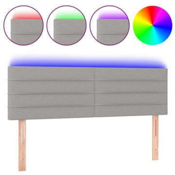 Vidaxl LED posteljno vzglavje svetlo sivo 144x5x78/88 cm blago