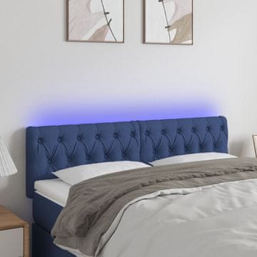 Vidaxl vidaXL Vzglavje postelje z LED modro 144x7x78/88 cm blago