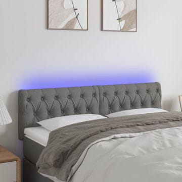 Vidaxl vidaXL Vzglavje postelje z LED diodo temno sivo 160x7x78/88 cm blago