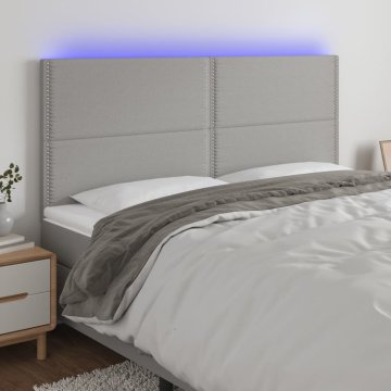 Vidaxl vidaXL Vzglavje postelje z LED svetlo sivo 180x5x118/128 cm blago