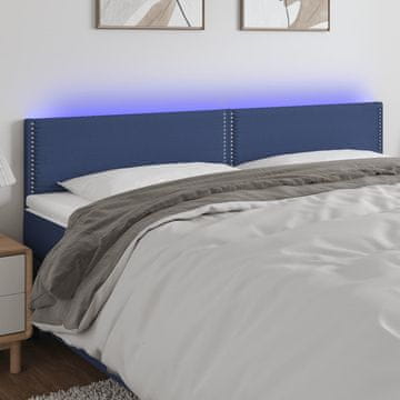 Vidaxl vidaXL Vzglavje postelje z LED modro 200x5x78/88 cm blago