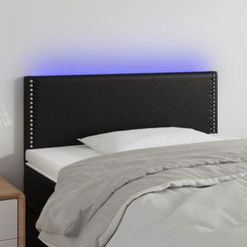 Vidaxl vidaXL LED vzglavje postelje črno 90x5x78/88 cm umetno usnje