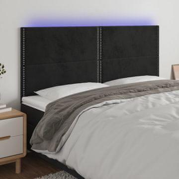 Vidaxl vidaXL Vzglavje postelje z LED diodo črno 200x5x118/128 cm žamet