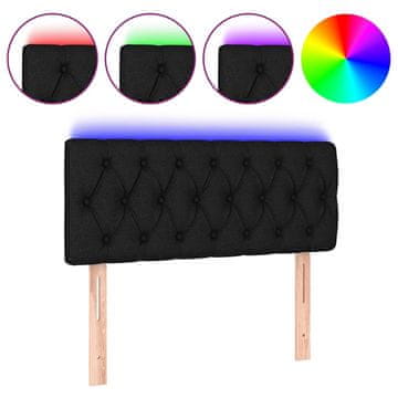 Vidaxl LED posteljno vzglavje črno 100x7x78/88 cm blago