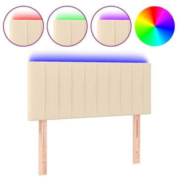 Vidaxl LED posteljno vzglavje krem 90x5x78/88 cm blago