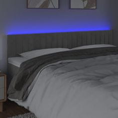 Vidaxl LED posteljno vzglavje svetlo sivo 200x5x78/88 cm žamet