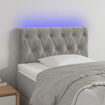 Vidaxl vidaXL Vzglavje postelje z LED svetlo sivo 80x7x78/88 cm žamet