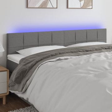 Vidaxl vidaXL Vzglavje postelje z LED diodo temno sivo 160x5x78/88 cm blago