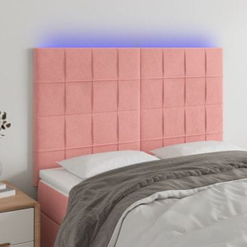 Vidaxl vidaXL Vzglavje postelje z LED svetlo roza 144x5x118/128 cm žamet