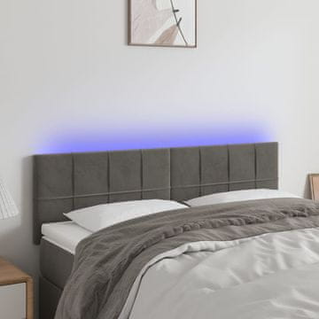 Vidaxl vidaXL Vzglavje postelje z LED diodo temno sivo 144x5x78/88 cm žamet