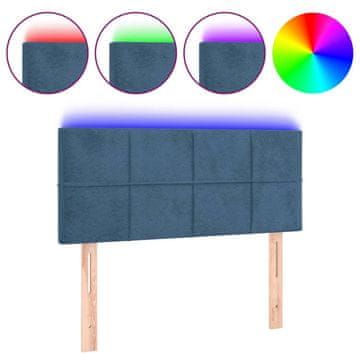 Vidaxl LED posteljno vzglavje temno modro 90x5x78/88 cm žamet