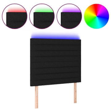 Vidaxl LED posteljno vzglavje črno 80x5x118/128 cm blago