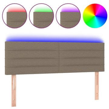 Vidaxl LED posteljno vzglavje taupe 144x5x78/88 cm blago