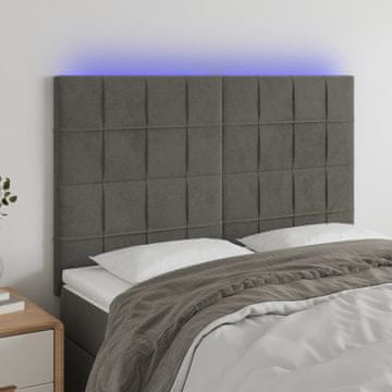 Vidaxl vidaXL Vzglavje postelje z LED diodo temno sivo 144x5x118/128 cm žamet