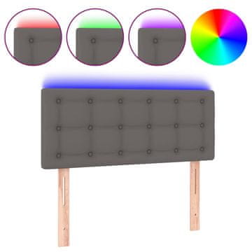 Vidaxl LED posteljno vzglavje sivo 100x5x78/88 cm umetno usnje