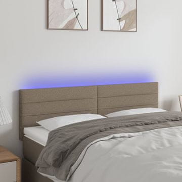Vidaxl vidaXL Vzglavje postelje z LED zaslonom, sivo-rjavo, 144x5x78/88 cm, blago