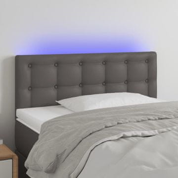 Vidaxl vidaXL Vzglavje postelje z LED svetlo sivo 100x5x78/88 cm umetno usnje