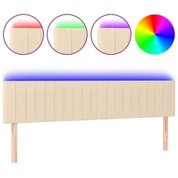 Vidaxl LED posteljno vzglavje krem 200x5x78/88 cm blago