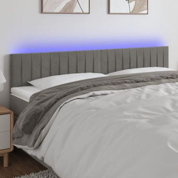 Vidaxl vidaXL Vzglavje z LED svetlo sivo 180x5x78/88 cm žametno