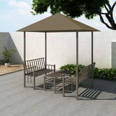 Vidaxl Vrtni paviljon z mizo in klopmi 2,5x1,5x2,4 m taupe 180 g/m2