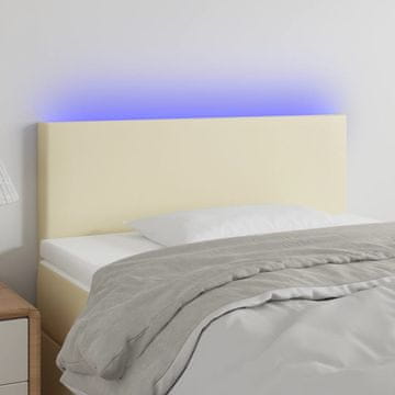 Vidaxl vidaXL LED vzglavje postelje kremne barve 100x5x78/88 cm umetno usnje