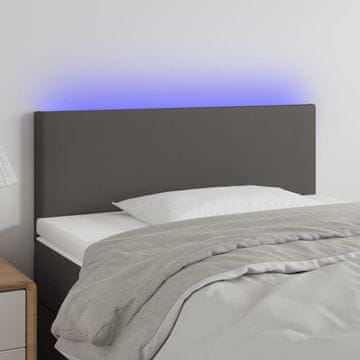 Vidaxl vidaXL Vzglavje postelje z LED svetlo sivo 90x5x78/88 cm umetno usnje