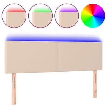Vidaxl LED posteljno vzglavje kapučino 144x5x78/88 cm umetno usnje