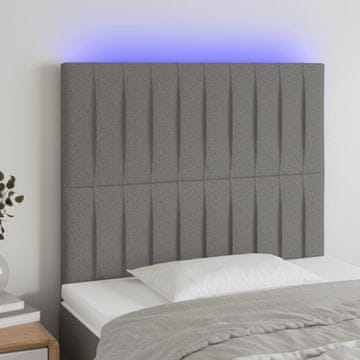 Vidaxl vidaXL Vzglavje postelje z LED diodo temno sivo 80x5x118/128 cm blago