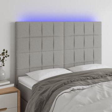 Vidaxl vidaXL Vzglavje postelje z LED svetlo sivo 144x5x118/128 cm blago